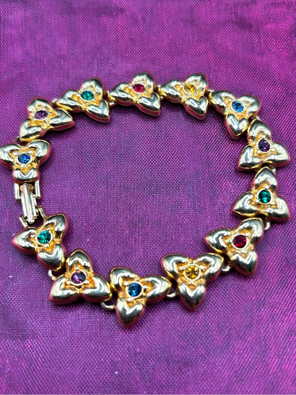 96- multicolour gem Goldtone bracelet